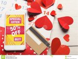 Love to Shop Voucher Card Valentine Day Internet Sales and Online Shopping Stock Image