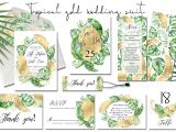 Love Your Melon Gift Card Tropical Gold Wedding Invitation Suit