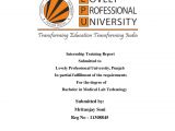 Lovely Professional University Admit Card B Sc In Medical Lab Sciene Internship Report Srl From