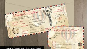 Luggage Tag Invitation Template Diy Printable Wedding Boarding Pass Luggage Tag Template