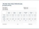 Lunch Roster Template Employee Weekly Time Sheets with and without Breaks
