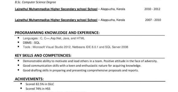 M Sc Fresher Resume format Resume format for M Sc Computer Science Freshers Free