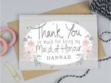 Maid Of Honour Thank You Card Thank You for Being My Maid Of Honour Card