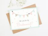 Maid Of Honour Thank You Card Will You Be My Bridesmaid Card Mint Bunting