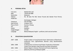 Malaysia Simple Resume format 7 Contoh Cv Curiculum Vitae Dan Fungsinya Ilmu Bahasa
