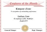 Manager Of the Month Certificate Template Employee Of the Month Certificate Template Excel Xlts