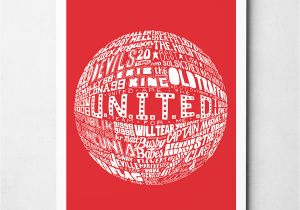 Manchester United Happy Birthday Card Manchester United Football Print Typography Print From Sketchbook Design