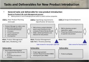 Marketing Deliverables Template Tasks and Deliverable for New Product Introduction