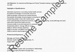 Marriage and Family therapist Resume Sample Resume Samples Marriage and Family therapist Resume