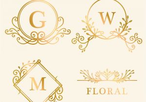 Marriage Card Logo Free Download Set Of Golden Framed Vintage Logo Vector Free Image by
