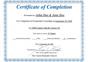 Marriage Counseling Certificate Template Premarital Counseling Certificate Of Completion Template