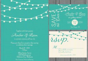 Marriage Just for Green Card Simple Wedding Invitation Suite Modern Teal Wedding