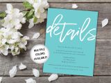 Marriage Of Convenience for Green Card Teal Wedding Details Insert Card Printable Printable