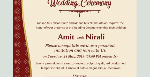 Marriage Reception Card Matter In English Free Kankotri Card Template with Images Printable