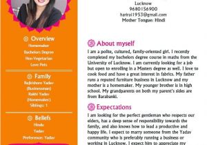 Marriage Resume format for Girl In Word Download Awesome Hindu Marriage Biodata format for Download 01 In