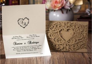 Marriage Thanks Card In Tamil Gold Lace Cut Wedding Invitation with Motifs and Heart Shape