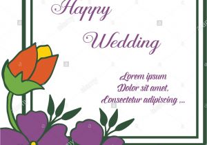 Marriage Wishes Card for Friend Greeting Card Lettering Of Happy Wedding with Purple