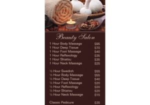 Massage Price List Template Spa Massage Salon Service Menu with Price List Zazzle Com