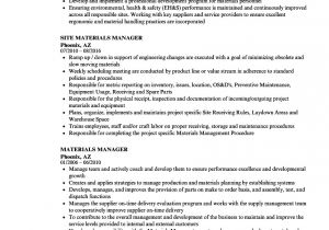 Material Management Resume Sample Materials Manager Resume Samples Velvet Jobs