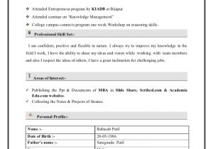 Mba Finance Experience Resume Samples 1 Year Experiances Resume Of Mba Finance