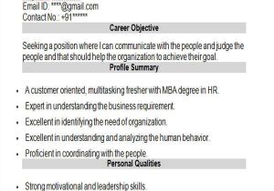 Mba Hr Professional Resume 43 Professional Fresher Resumes