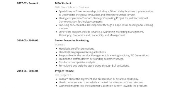 Mba Student Resume Mba Student Resume Samples and Templates Visualcv