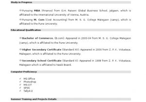 Mba Student Resume New Resume format for Mba Student by Chetan Vibhandik