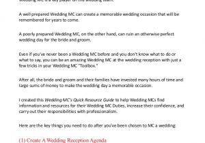 Mc Template for Wedding Mc A Wedding