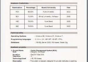 Mca Fresher Resume format In Word Latest Cv format for Freshers Mca Latest Resume format