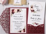 Meaning Of Rsvp In Invitation Card Us 148 0 100pcs New Custom Burgundy Navy Blue Laser Cut Floral Invitation Cards for Wedding Party Cards Invitations Aliexpress
