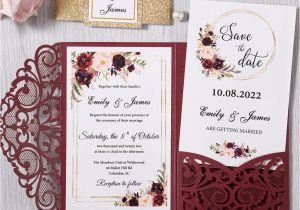 Meaning Of Rsvp In Invitation Card Us 148 0 100pcs New Custom Burgundy Navy Blue Laser Cut Floral Invitation Cards for Wedding Party Cards Invitations Aliexpress