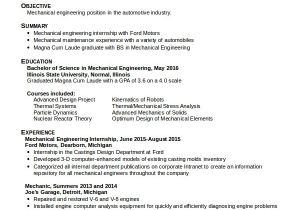 Mechanical Engineer Graduate Resume 10 Mechanical Engineering Resume Templates Pdf Doc