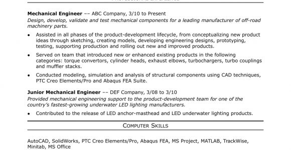 Mechanical Engineer Qualifications Resume Sample Resume for A Midlevel Mechanical Engineer Monster Com