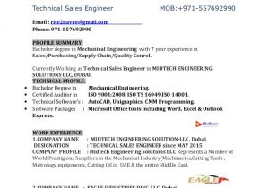 Mechanical Engineer Resume 2 Years Experience Resume Sales Engineer