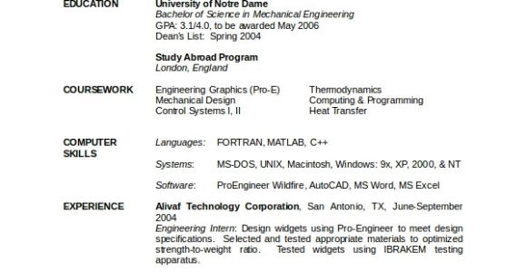Mechanical Engineer Resume Pdf 10 Mechanical Engineering Resume Templates Pdf Doc