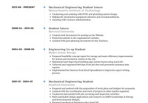 Mechanical Engineer Visual Resume Student Intern Resume Samples and Templates Visualcv