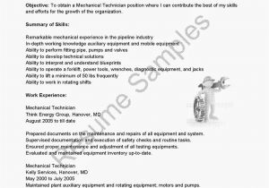 Mechanical Engineering Technologist Resume Sample Resume Samples Mechanical Technician Resume Sample