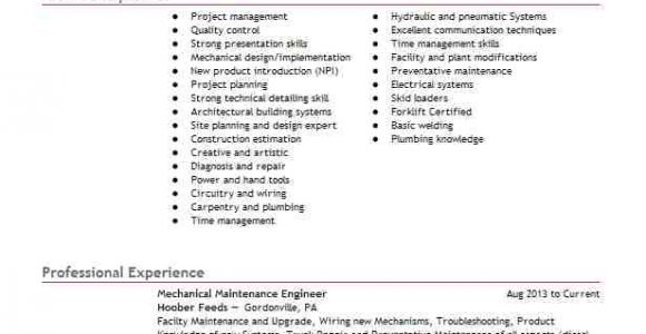 Mechanical Maintenance Engineer Resume Mechanical Maintenance Engineer Resume Sample Livecareer