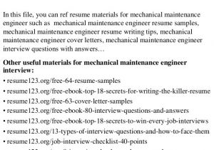 Mechanical Maintenance Engineer Resume top 8 Mechanical Maintenance Engineer Resume Samples