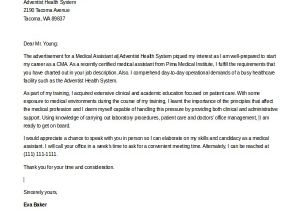 Medical assistant Cover Letter Templates Free 8 Sample Medical assistant Cover Letters Sample Templates