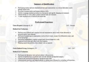 Medical Lab Tech Resume Sample Sample Resume Medical Technologist Experience Resumes