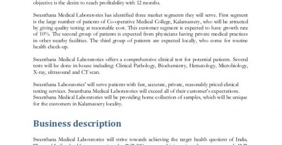 Medical Practice Business Plan Template Business Plan for Medical Lab