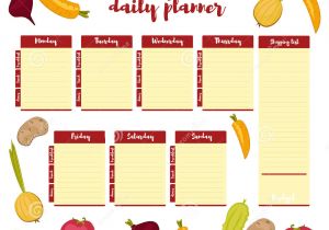 Menu for the Week Template Weekly Menu Daily Red Planner Stock Vector Illustration