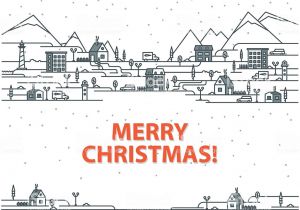 Merry Christmas and Happy Birthday Card Merry Christmas Greeting Card with Houses On A White