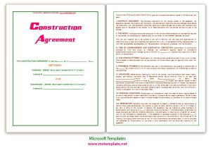 Microsoft Office Contract Template Construction Agreement Template Microsoft Office Templates