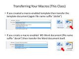Microsoft Word Macro Enabled Template Introduction to Vba Visual Basic for Applications