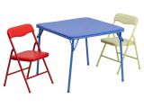 Mid Century Modern Card Table and Chairs Flash Furniture Kids Colorful Table with 2 Folding Chairs Square 20 W X 20 D Blue Item 280100
