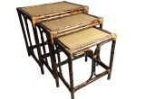 Mid Century Modern Card Table and Chairs Vintage Mid Century Bamboo and Rattan Nesting Tables they