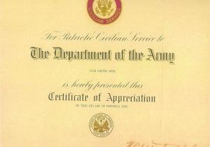 Military Award Certificate Template Awards Department Of the Army Certificate Appreciation for