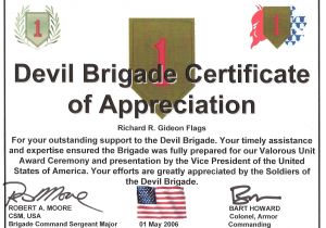 Military Certificate Templates Army Certificate Of Appreciation Example Mughals
